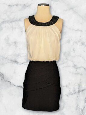 B. Darlin Black Ivory Blouson Dress